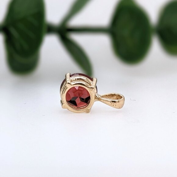 Madagascar Garnet Pendant in Solid 14K Gold | 8mm Round Shape - Picture 9 of 9